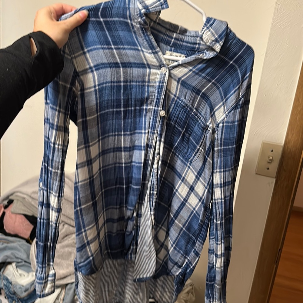 Blue and white flannel from Hollister- barely worn!